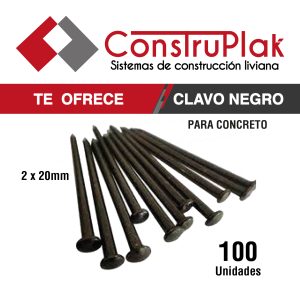 CLAVO NEGRO para concreto 2 x 20mm 100u